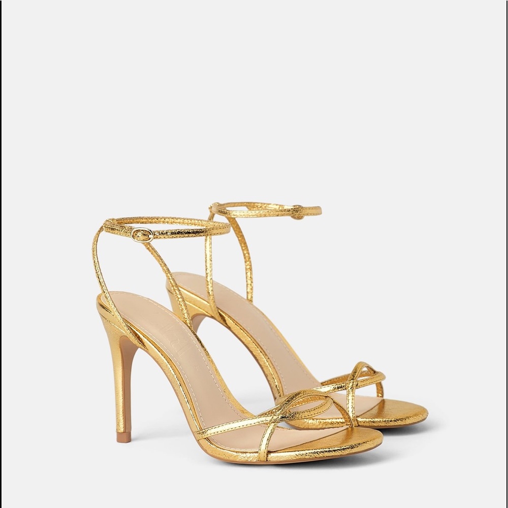 Zara Heels Metallic Gold new never worn 5.5